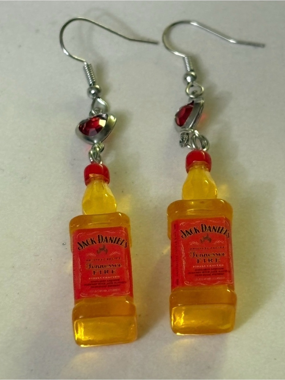 Handmade SGC619 Jack Fire Whiskey Earrings, Fun, bartender earring